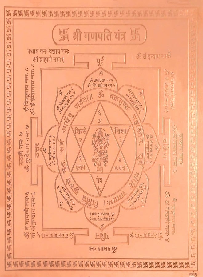 CRAFT QUEST Shree Yantra Orignal - Copper - (3 X 3 inches, Brown) (Ganesh Yantra) - Image 1